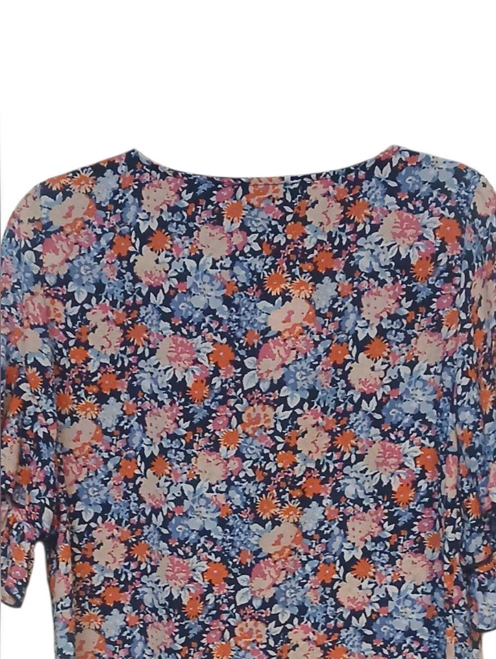 Lauren Hansen - NWT, Floral Blouse, Ruffled Short Sleeve, Round Neck, Size S - Picture 9 of 13
